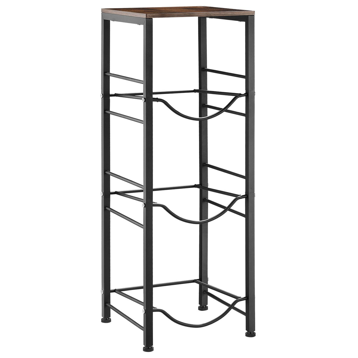Water Jug Holder, 4 Tiers 3 and 5 Gallon Water Bottle Holder for 3 Bottles, Heavy Duty Jug Rack Organizer with Storage Shelf, Detachable for Kitchen, Office, Living Room, Black and Brown