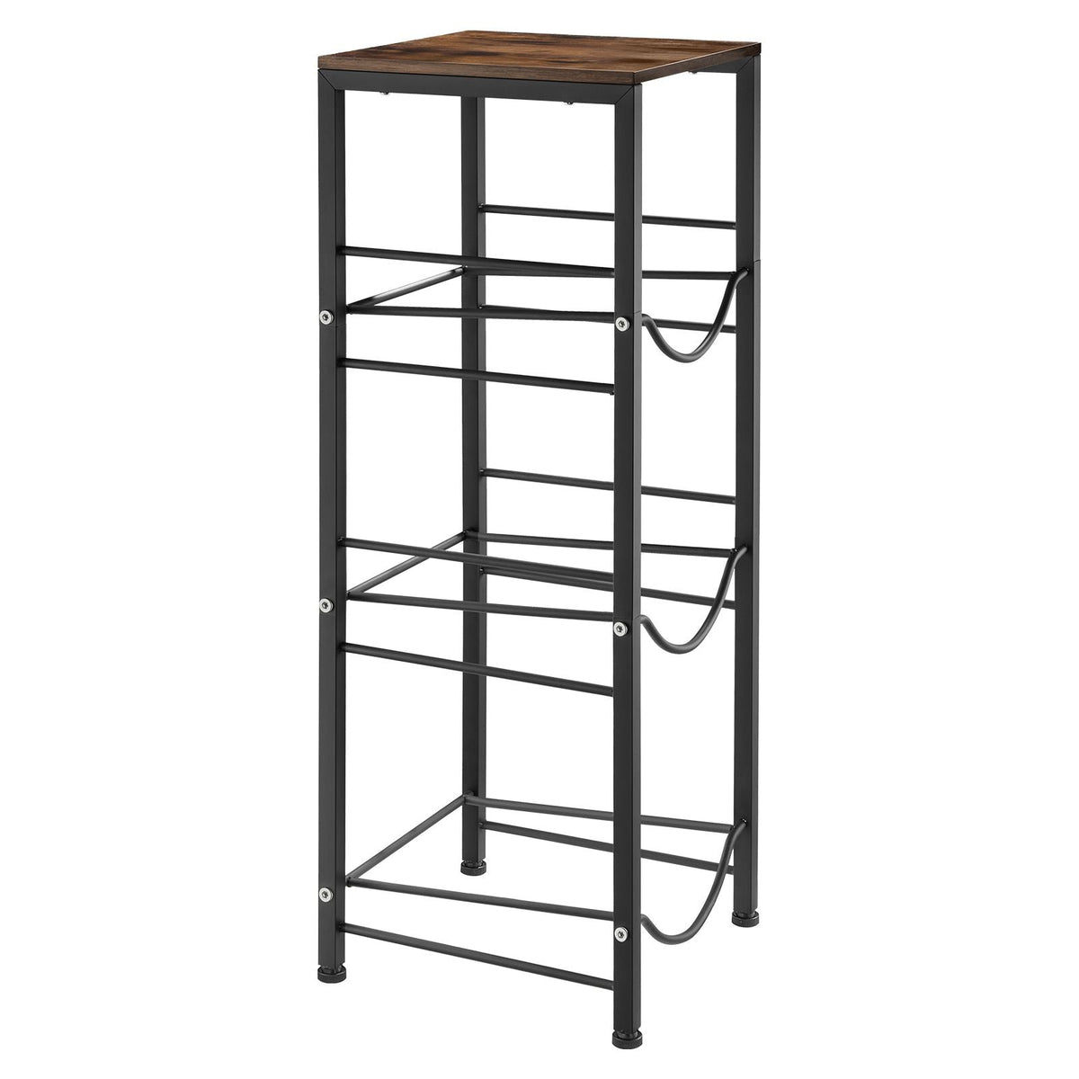 Water Jug Holder, 4 Tiers 3 and 5 Gallon Water Bottle Holder for 3 Bottles, Heavy Duty Jug Rack Organizer with Storage Shelf, Detachable for Kitchen, Office, Living Room, Black and Brown