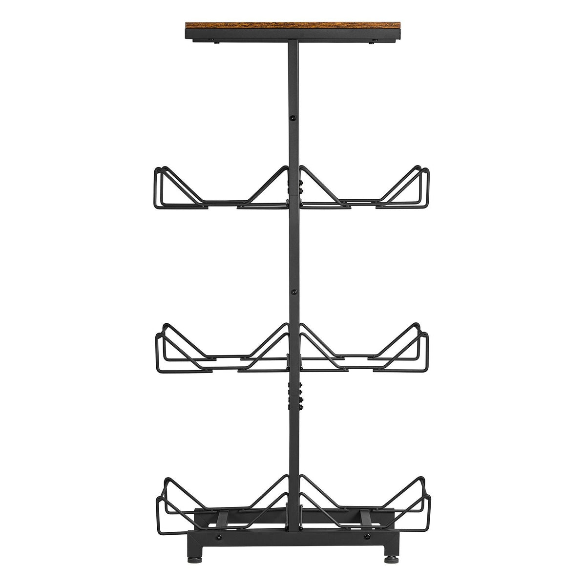 Water Jug Holder, 4 Tiers Double Rows 3 and 5 Gallon Water Bottle Holder for 6 Bottles, Heavy Duty Jug Rack Organizer with Handles, Foldable for Kitchen, Office, Living Room, Black and Brown