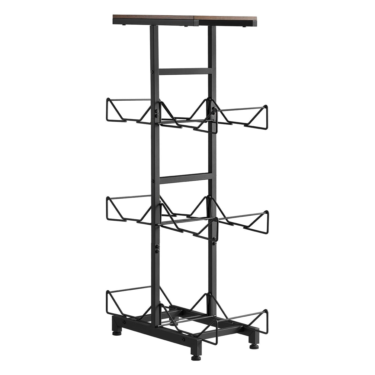 Water Jug Holder, 4 Tiers Double Rows 3 and 5 Gallon Water Bottle Holder for 6 Bottles, Heavy Duty Jug Rack Organizer with Handles, Foldable for Kitchen, Office, Living Room, Black and Brown