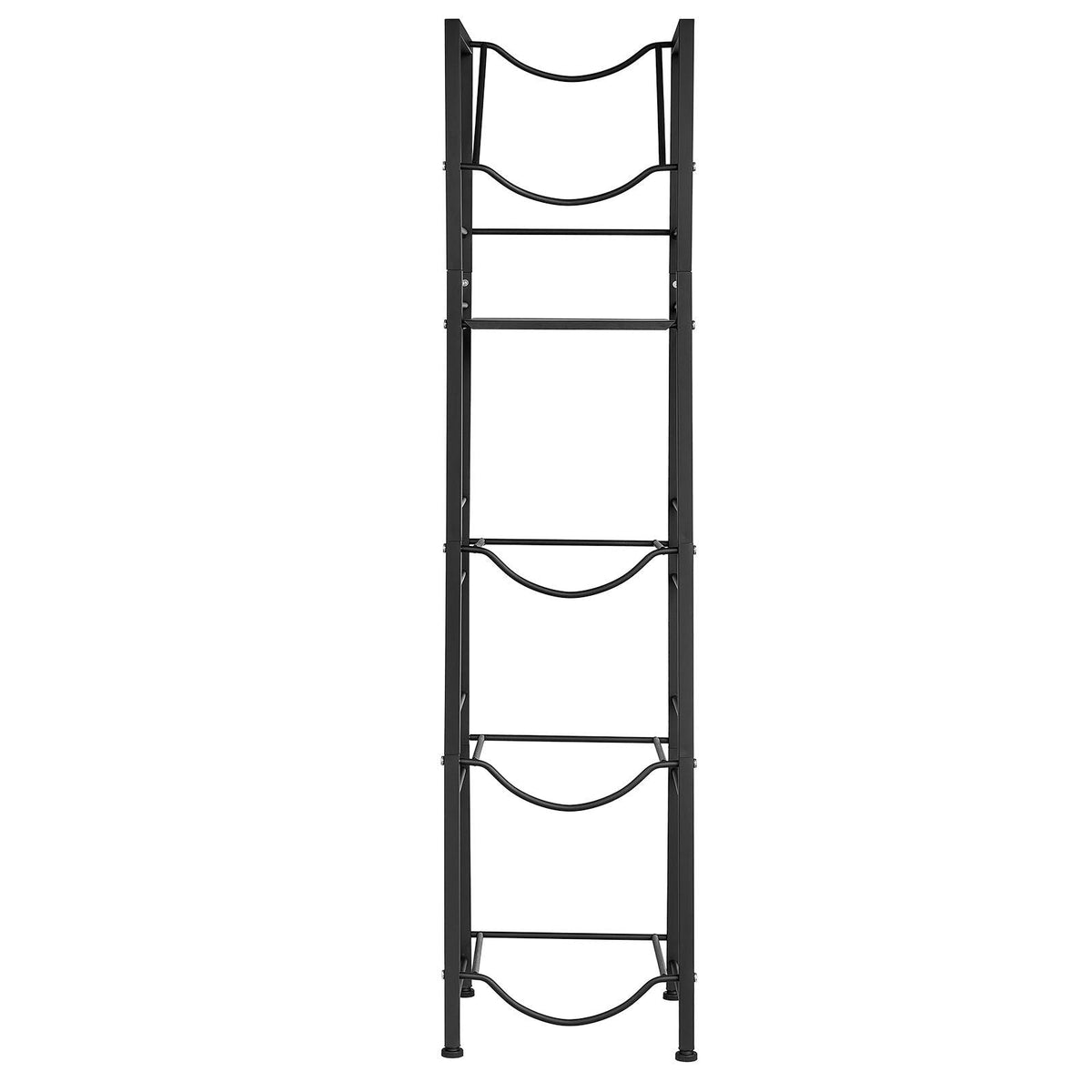 Water Jug Holder, 5 Tiers 3 and 5 Gallon Water Bottle Holder for 4 Bottles, Heavy Duty Jug Rack Organizer with Storage Shelf, Adjustable Feet, and Handle, for Kitchen, Office, Living Room, Black