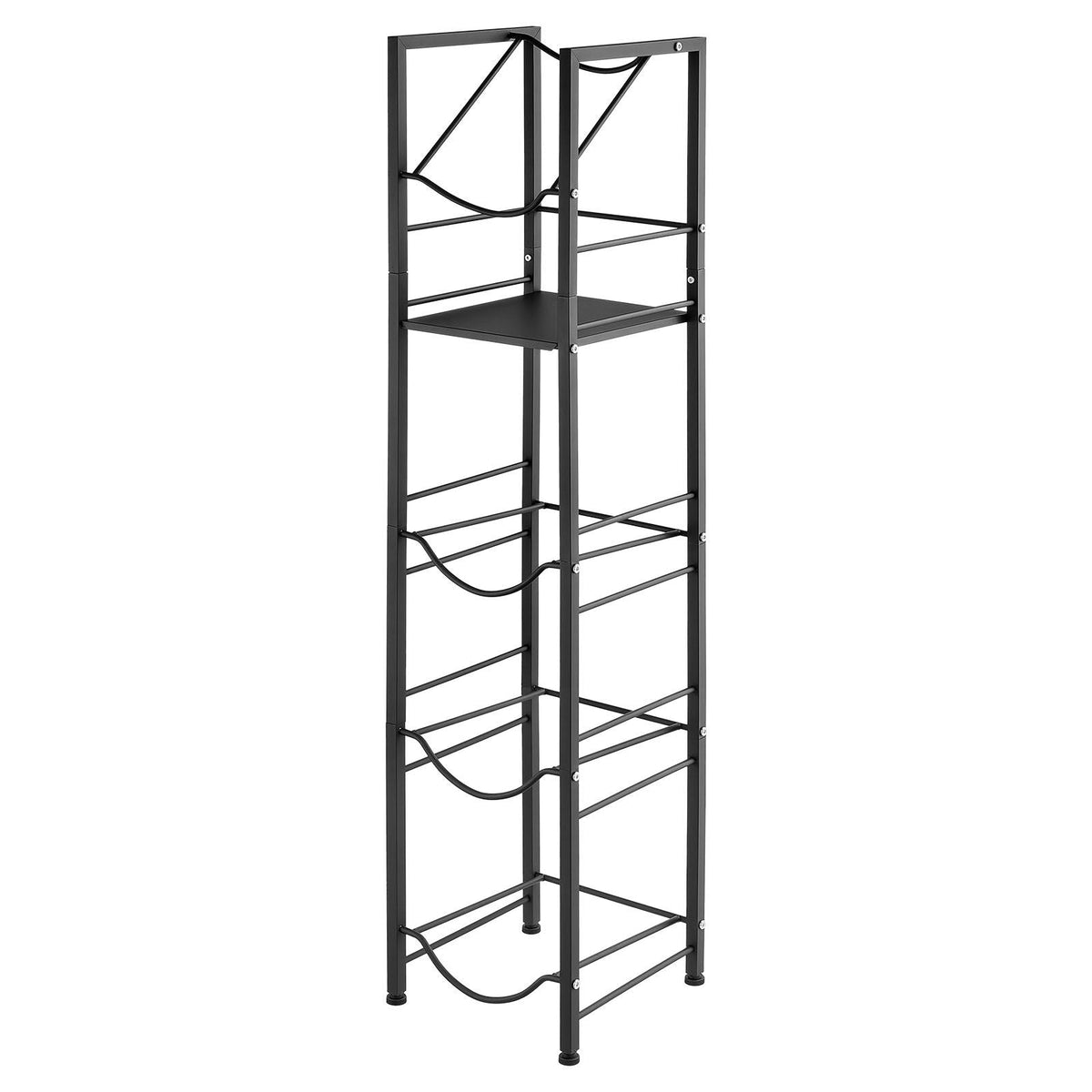 Water Jug Holder, 5 Tiers 3 and 5 Gallon Water Bottle Holder for 4 Bottles, Heavy Duty Jug Rack Organizer with Storage Shelf, Adjustable Feet, and Handle, for Kitchen, Office, Living Room, Black