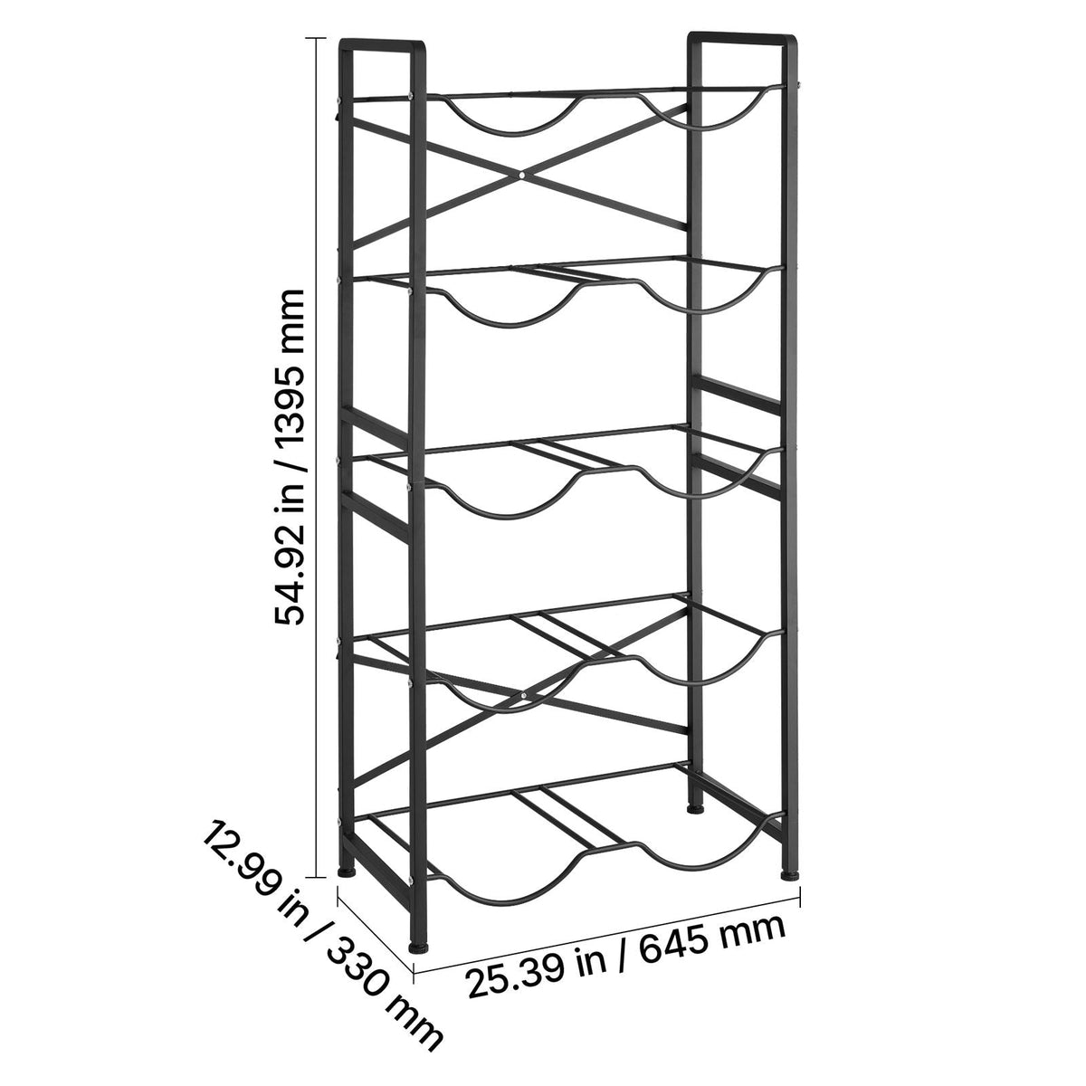 Water Jug Holder, 5 Tiers Double Rows 3 and 5 Gallon Water Bottle Holder for 10 Bottles, Heavy Duty Jug Rack Organizer with Handles, Easy Assembly, for Kitchen, Office, Living Room, Black
