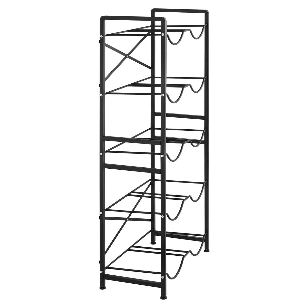 Water Jug Holder, 5 Tiers Double Rows 3 and 5 Gallon Water Bottle Holder for 10 Bottles, Heavy Duty Jug Rack Organizer with Handles, Easy Assembly, for Kitchen, Office, Living Room, Black