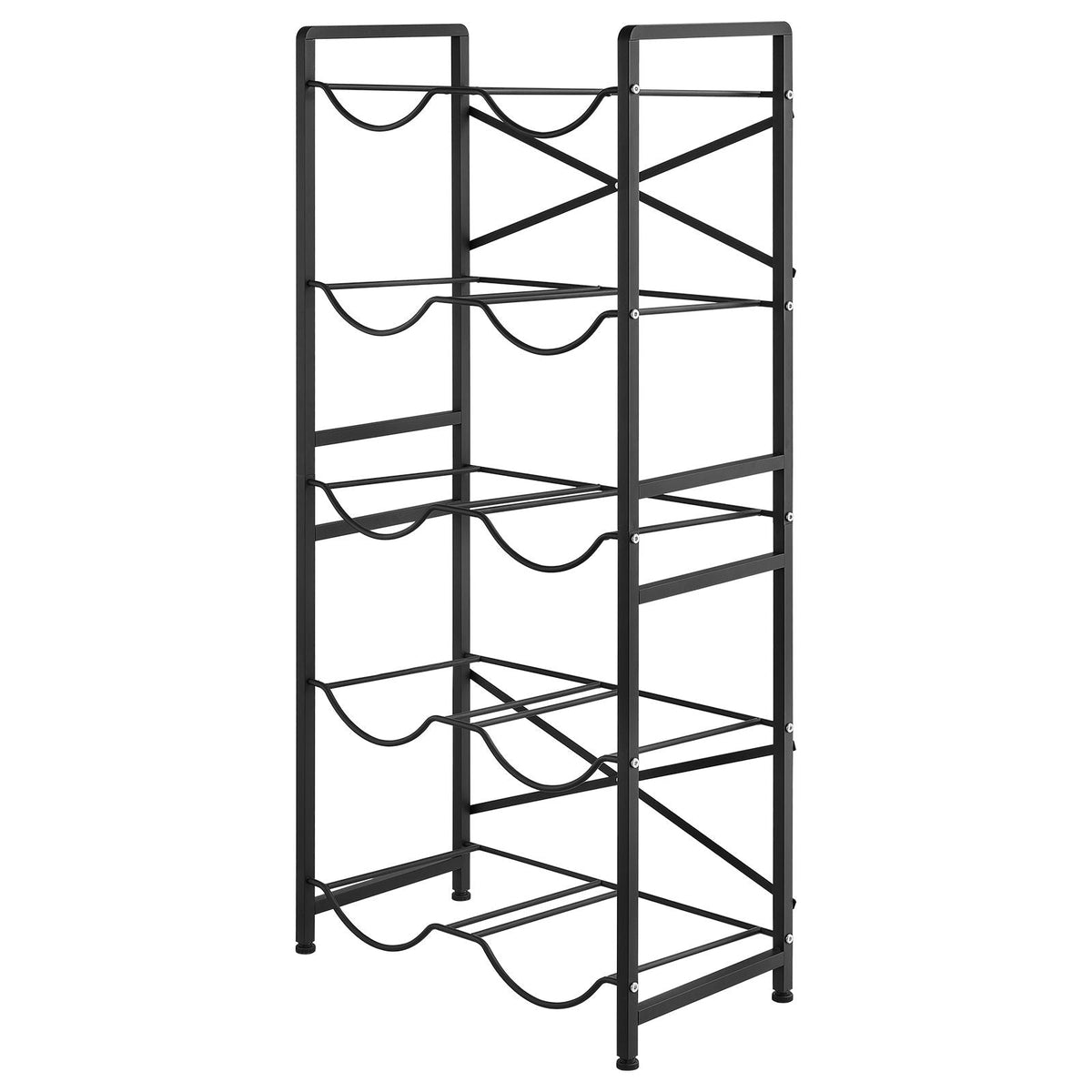 Water Jug Holder, 5 Tiers Double Rows 3 and 5 Gallon Water Bottle Holder for 10 Bottles, Heavy Duty Jug Rack Organizer with Handles, Easy Assembly, for Kitchen, Office, Living Room, Black