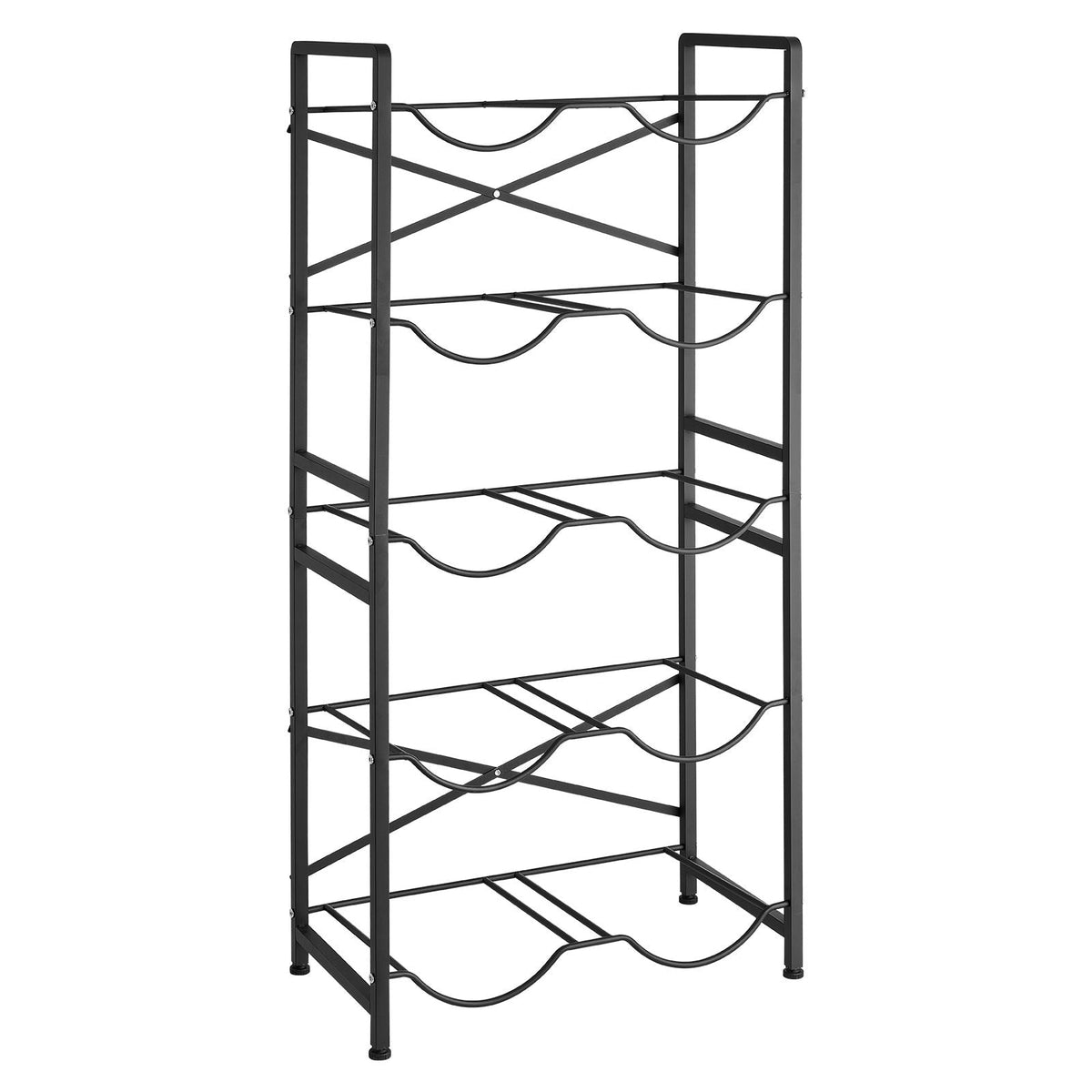 Water Jug Holder, 5 Tiers Double Rows 3 and 5 Gallon Water Bottle Holder for 10 Bottles, Heavy Duty Jug Rack Organizer with Handles, Easy Assembly, for Kitchen, Office, Living Room, Black