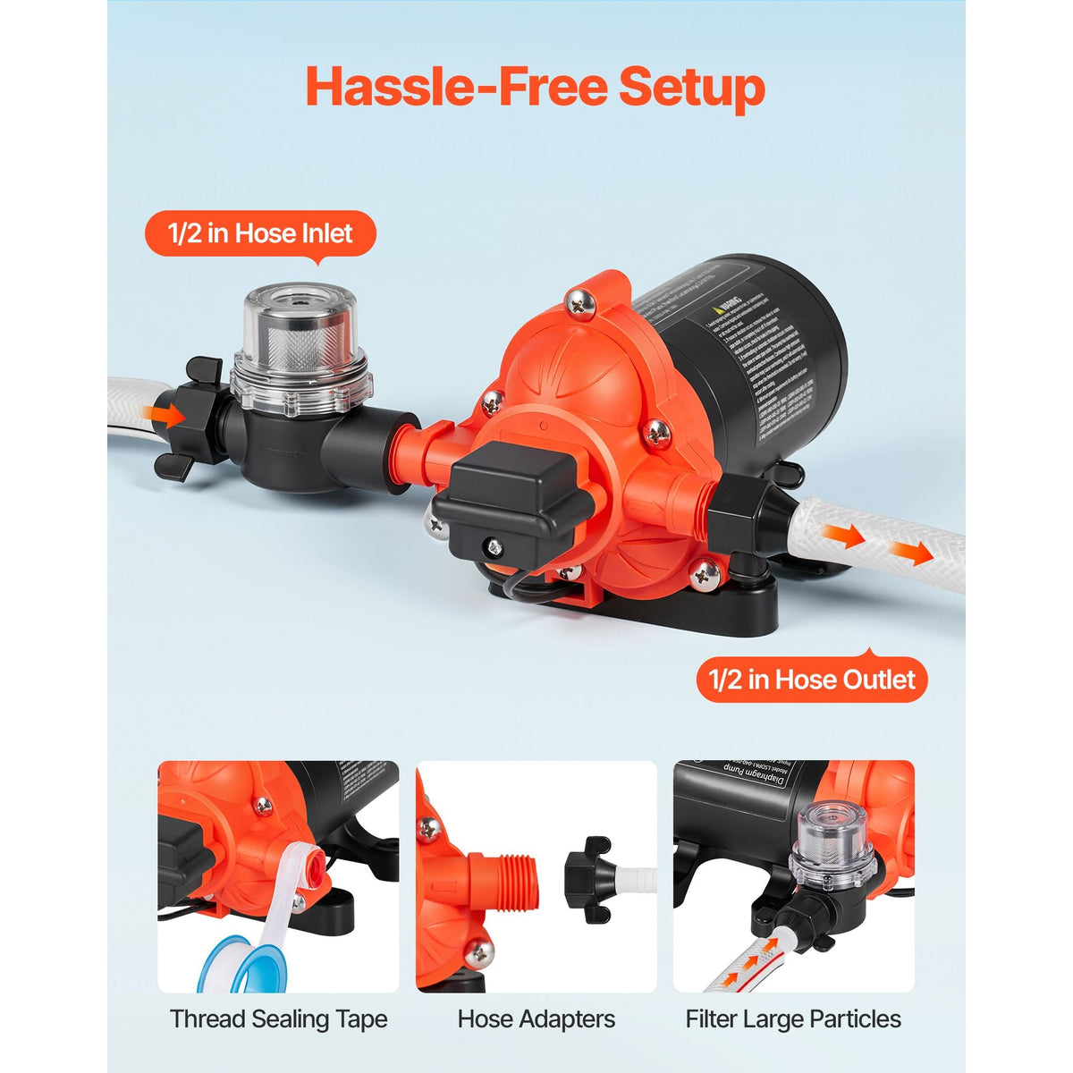 Water Pressure Pump, 110V AC 4 GPM, 3-Chamber On Demand Electric Diaphragm Water Transfer Pump, 45 PSI Max Pressure, Automatic Pressure Switch, for Home Kitchen Garden Irrigation Car Washing