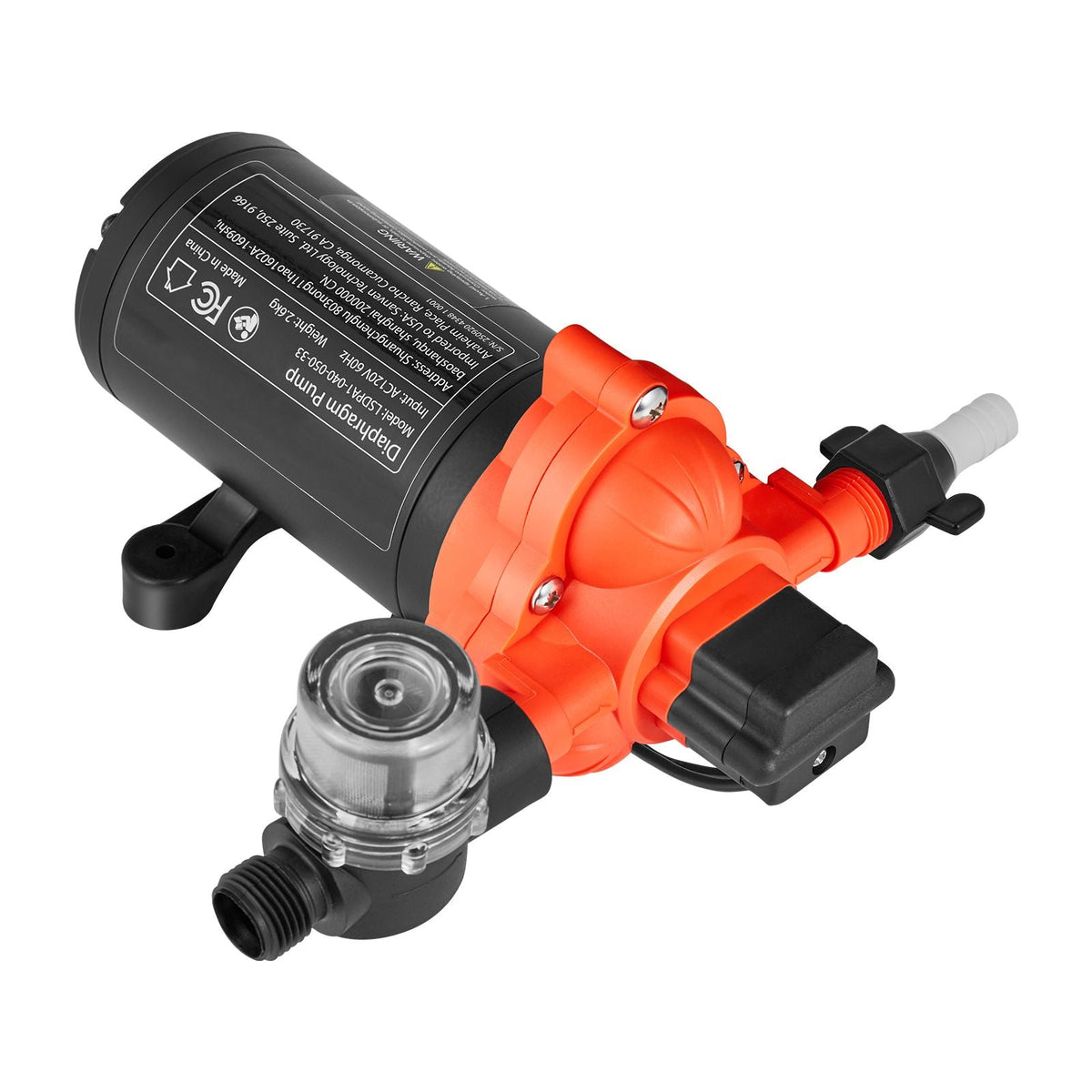 Water Pressure Pump, 110V AC 4 GPM, 3-Chamber On Demand Electric Diaphragm Water Transfer Pump, 45 PSI Max Pressure, Automatic Pressure Switch, for Home Kitchen Garden Irrigation Car Washing