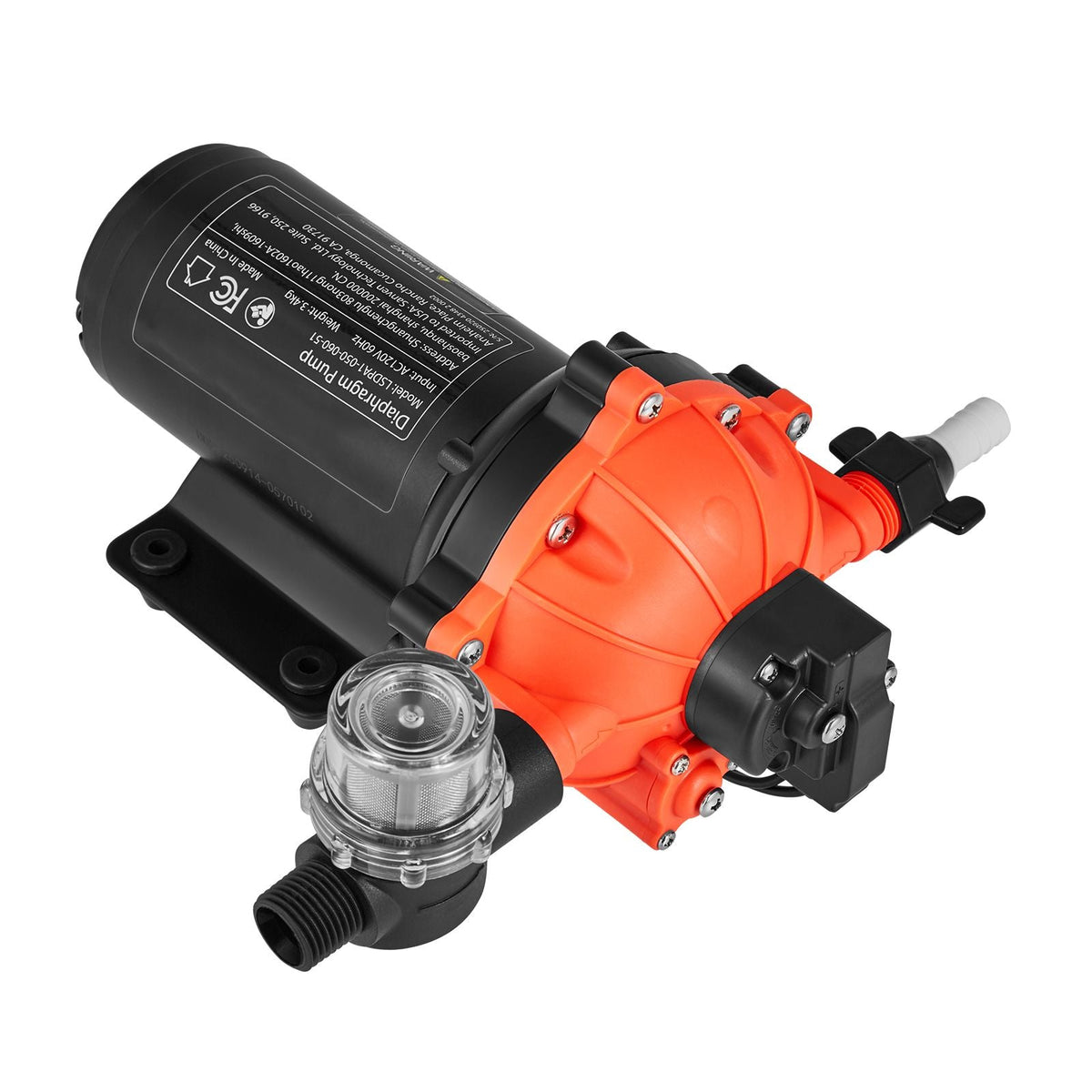 Water Pressure Pump, 110V AC 5 GPM, 5-Chamber On Demand Electric Diaphragm Water Transfer Pump, 60 PSI Max Pressure, Automatic Pressure Switch, for Home Kitchen Garden Irrigation Car Washing
