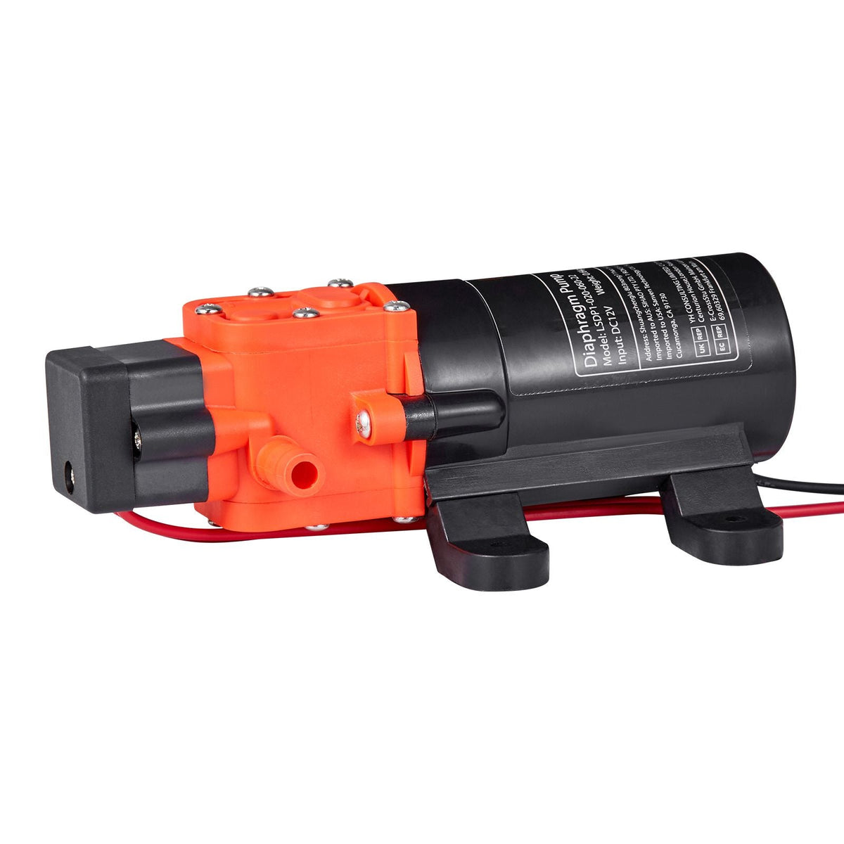 Water Pressure Pump, 12V DC 1.2 GPM (4.5 L/min), 2-Chamber Self-Priming Diaphragm Water Pump with 2 Hose Clamps, 80 PSI Max Pressure, Quiet Operation, for RV, Caravan, Marine, Garden Irrigation