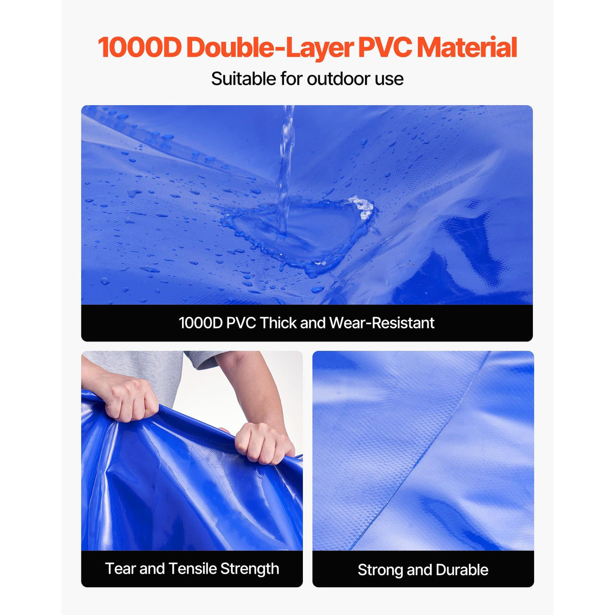 Water Storage Bladder, 105.7 Gallon (400L) Water Storage Container Tank, 1000D PVC Large Capacity Soft Bag Bladder, Foldable Portable for Garden Irrigation, Camping, RV, Fire Prevention - Blue