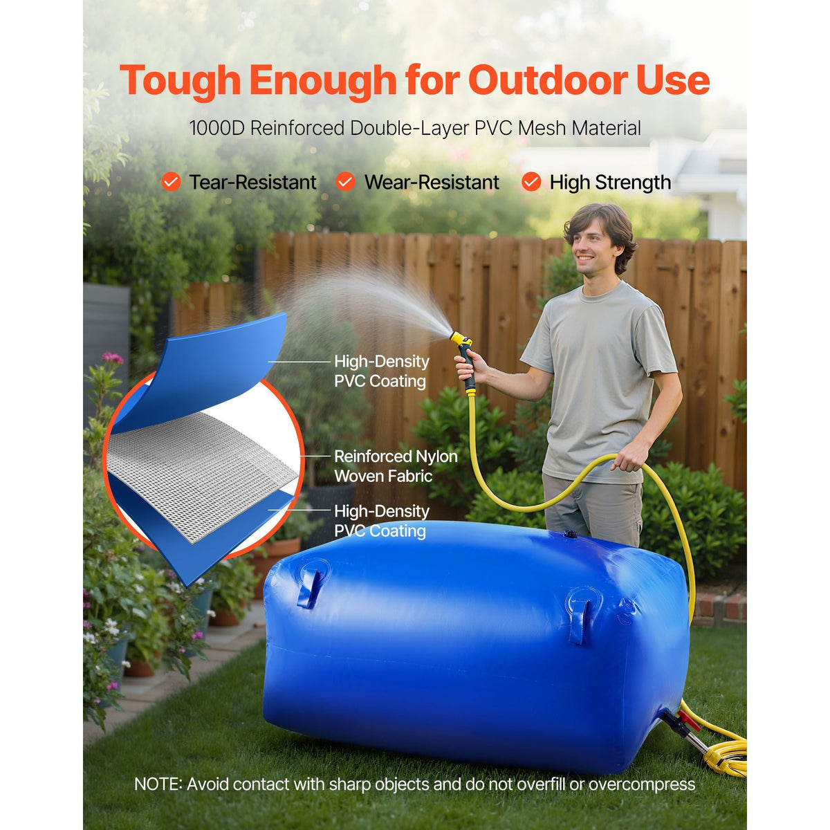 Water Storage Bladder 105.7 Gallon Large Capacity Water Bag, Portable & Collapsible Soft Waters Container, Leakproof & Tear-Resistant PVC Emergency Waters Storage Tank for RV Truck & Outdoor Use