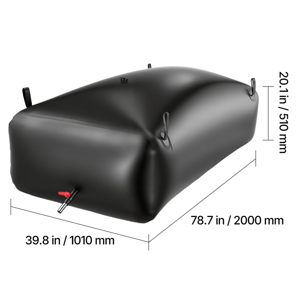 Water Storage Bladder, 264.2 Gal Collapsible Water Storage Bag, Wear-Resistant 1000D PVC Soft Waters Bag, Leakproof Camping Tank Containers for Garden Irrigation RV Emergency Use, Black