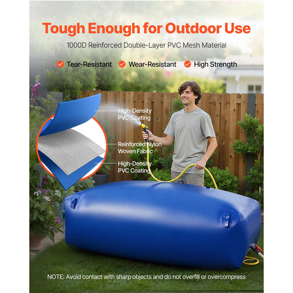 Water Storage Bladder 264.2 Gallon Large Capacity Water Bag, Portable & Collapsible Soft Waters Container, Leakproof & Tear-Resistant PVC Emergency Waters Storage Tank for RV Truck & Outdoor Use