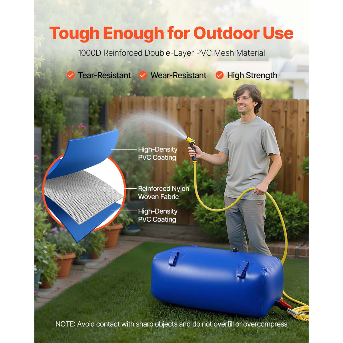 Water Storage Bladder 30 Gallon Large Capacity Water Bag, Portable & Collapsible Soft Waters Container, Leakproof & Tear-Resistant PVC Emergency Waters Storage Tank for RV Truck & Outdoor Use