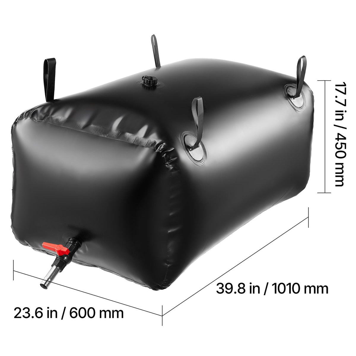Water Storage Bladder, 63.4 Gal Collapsible Water Storage Bag, Wear-Resistant 1000D PVC Soft Waters Bag, Leakproof Camping Tank Containers for Garden Irrigation RV Emergency Use, Black