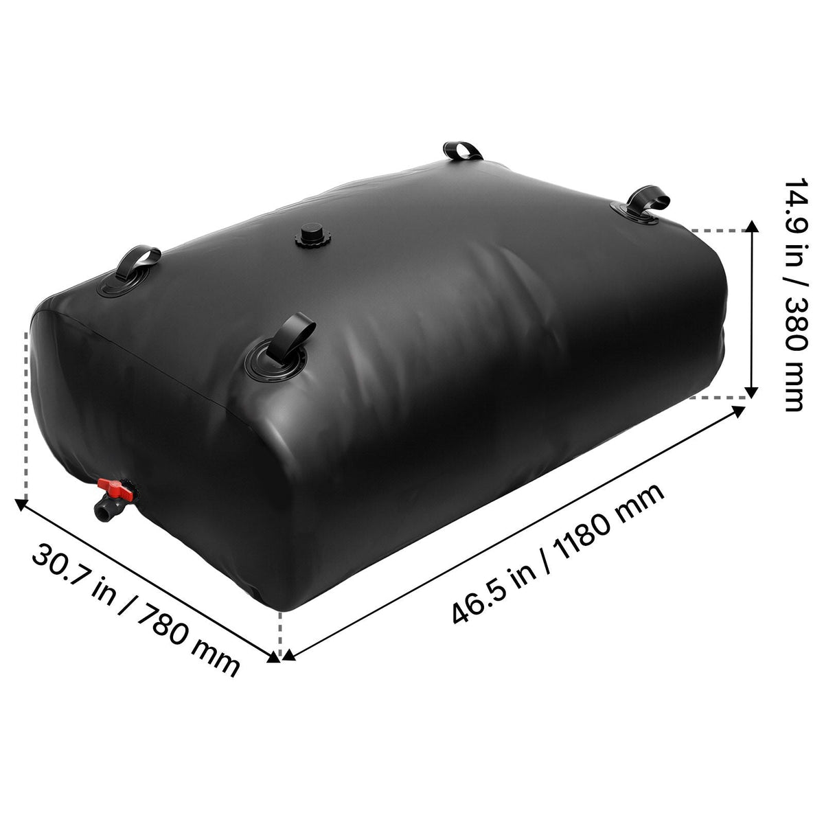 Water Storage Bladder, 87 Gallon (330L) Water Storage Container Tank, 1000D PVC Large Capacity Soft Bag Bladder, Collapsible Portable for Garden Irrigation, Camping, RVs, Emergency Use - Black