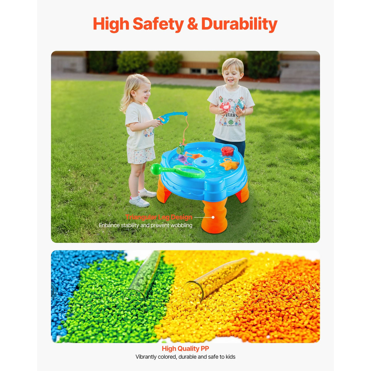 Water Table for Toddlers, Kids Activity Sensory Table, Fish 'n Splash Water Playset with 9PCS Toy Accessories, Summer Water Activity Table with Fishing Game Set for 3+ Years Boys Girls
