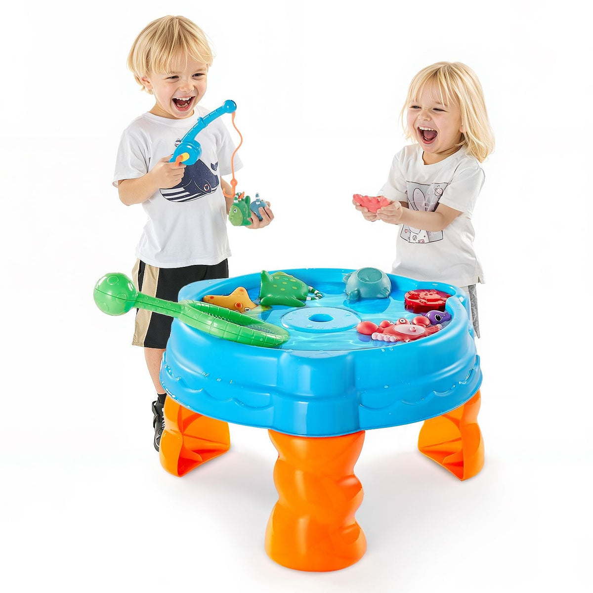 Water Table for Toddlers, Kids Activity Sensory Table, Fish 'n Splash Water Playset with 9PCS Toy Accessories, Summer Water Activity Table with Fishing Game Set for 3+ Years Boys Girls