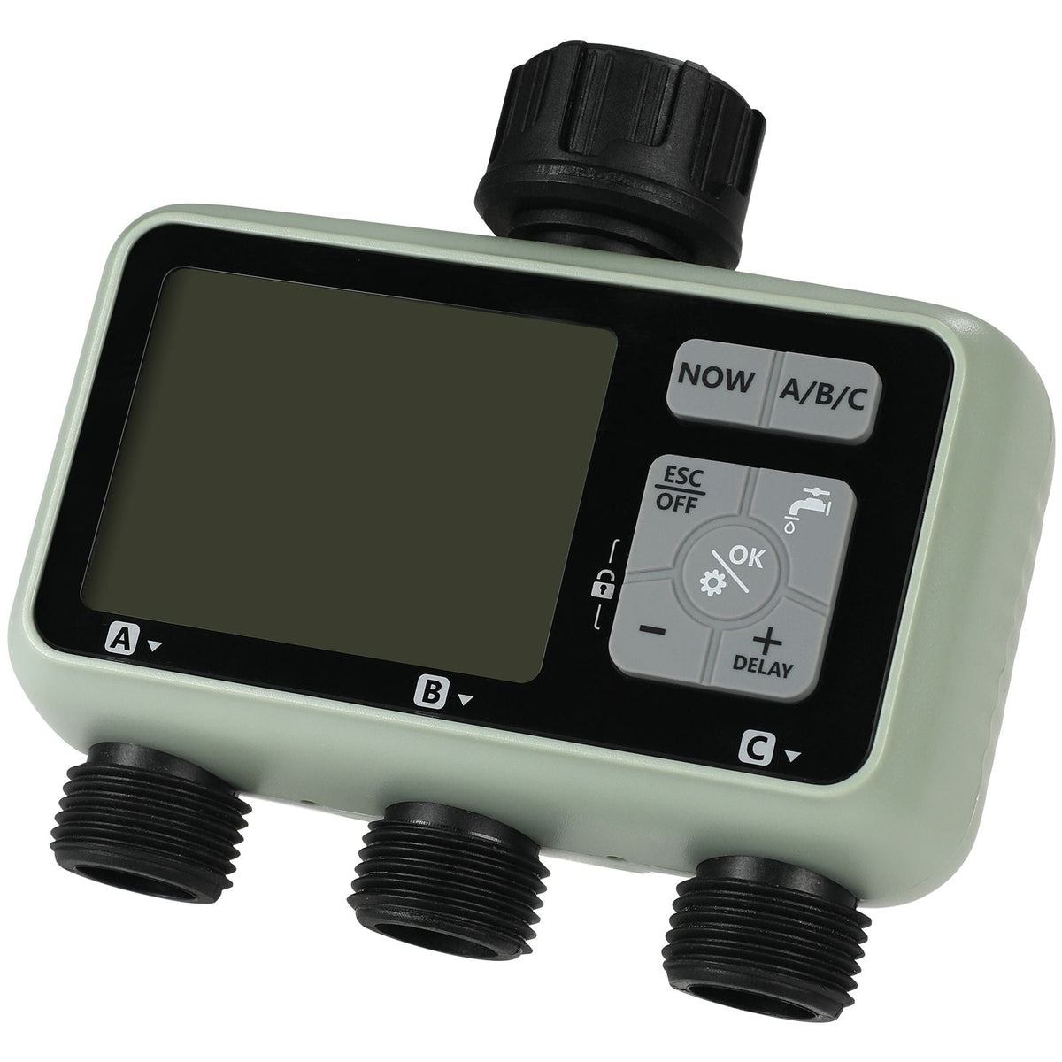 Water Timer, 3 Outlets, Hose Watering Sprinkler Timer, with 3 Independent Watering Zone LCD Display Rain Delay Mode Manual Mode 360° Brass Inlet Metal Filter, IPX6 Waterproof for Yard Watering