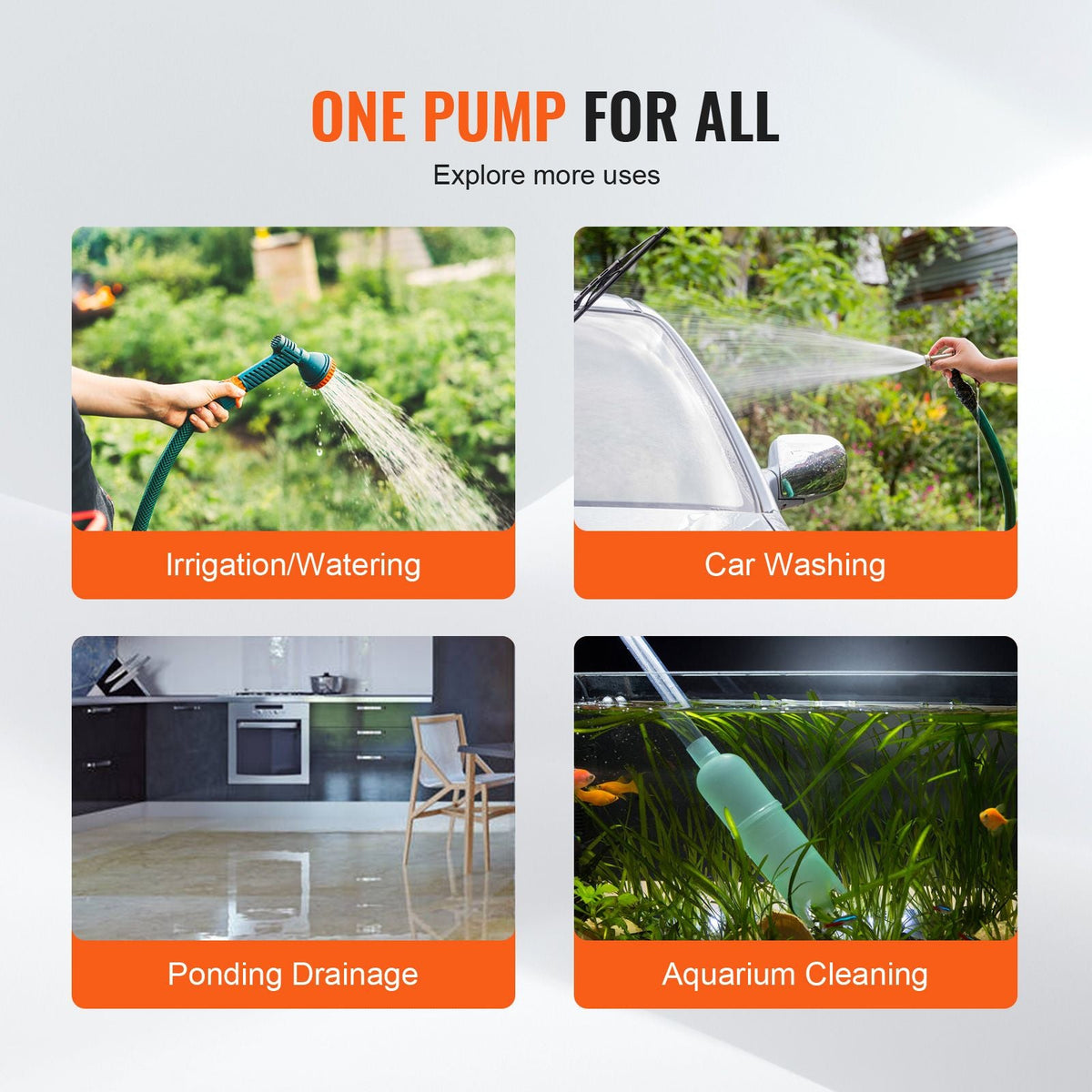 Water Transfer Pump, 120V AC 360 GPH 1/10 HP, Portable Electric Utility Pump with 6 ft Suction Hose Kit, Carbon Brushes, Impeller, Suction Strainer, for Garden, Rain Barrel, Pool, Pond, Aquarium