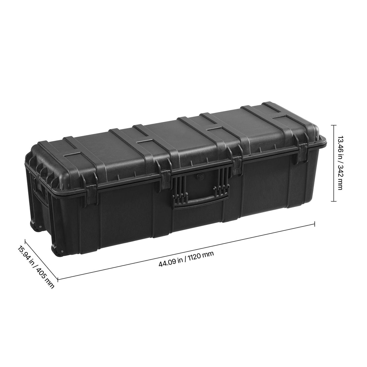 Weatherproof Hard Case, Heavy Duty Protective Dry Box Case with Pre-Cut Foam & Retractable Pull Handles for Travel, Hunt, Military, Tactical, IP67 Waterproof Case for Cameras(112x41x34)