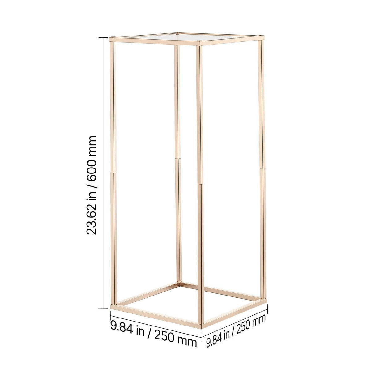 Wedding Flower Stand, 10PCS 23.62-inch Column Flower Stand, Floral Stands with Acrylic Laminate, Gold Rectangular Floral Display Rack for Wedding, Party, Birthday, Home, Gold Centerpiece Stands