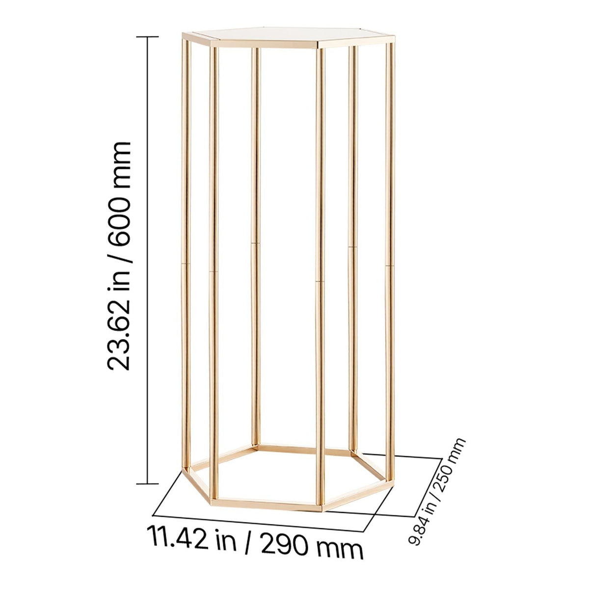 Wedding Flower Stand, 10PCS 23.62-inch Column Flower Stand, Floral Stands with Acrylic Laminate, Hexagonal Cubic Floral Display Rack for Wedding, Party, Birthday, Home, Gold Centerpiece Stands