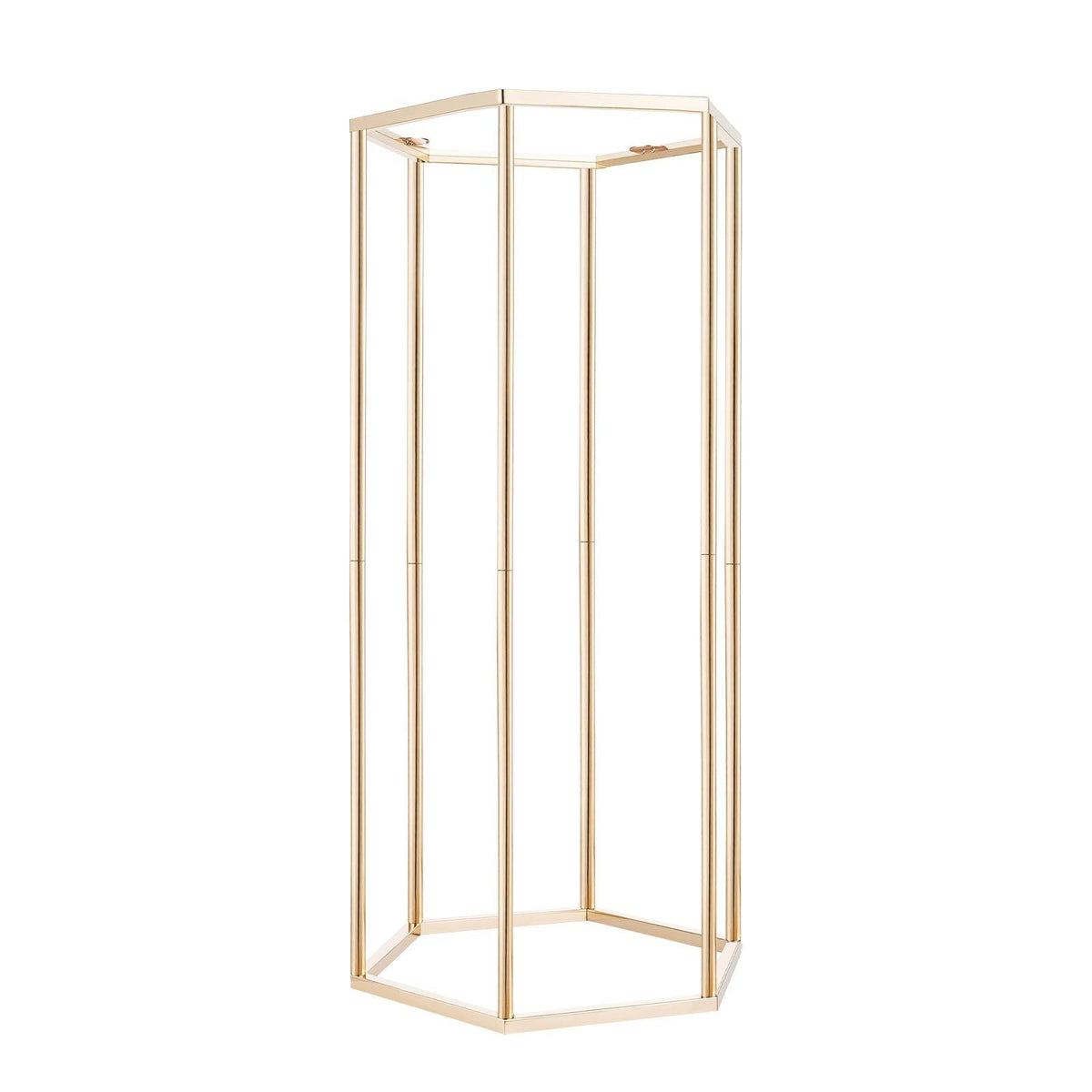Wedding Flower Stand, 10PCS 23.62-inch Column Flower Stand, Floral Stands with Acrylic Laminate, Hexagonal Cubic Floral Display Rack for Wedding, Party, Birthday, Home, Gold Centerpiece Stands