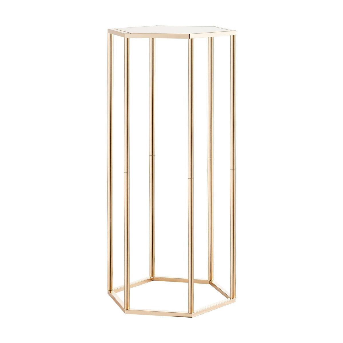 Wedding Flower Stand, 10PCS 23.62-inch Column Flower Stand, Floral Stands with Acrylic Laminate, Hexagonal Cubic Floral Display Rack for Wedding, Party, Birthday, Home, Gold Centerpiece Stands