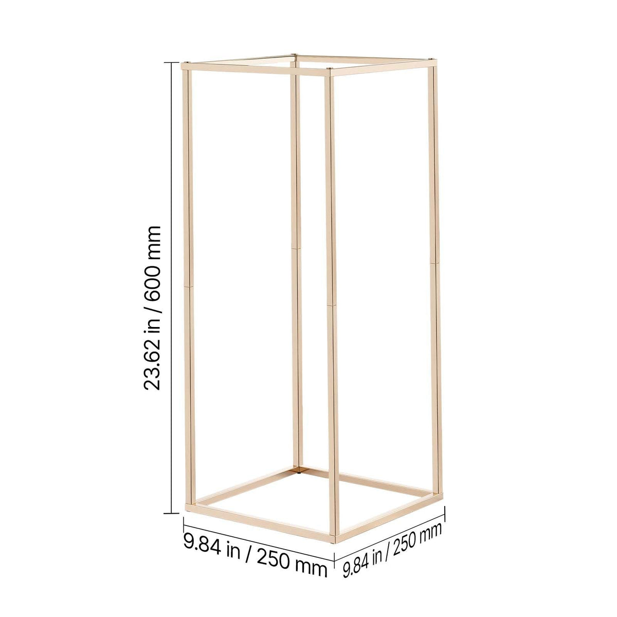 Wedding Flower Stand, 10PCS 23.62-inch Column Flower Stand, Floral Stands with Hidden Screw, Rectangular Cubic Floral Display Rack for Wedding, Party, Birthday, Home, Gold Centerpiece Stands