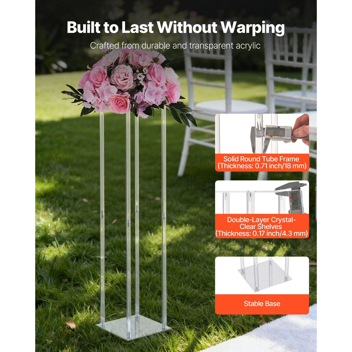 Wedding Flower Stand, 10PCS 31.5-inch Column Flower Stand, Floral Stands with Acrylic Laminate, Cylindrical Cubic Floral Display Rack for Wedding, Party, Birthday, Home, Centerpiece Stands