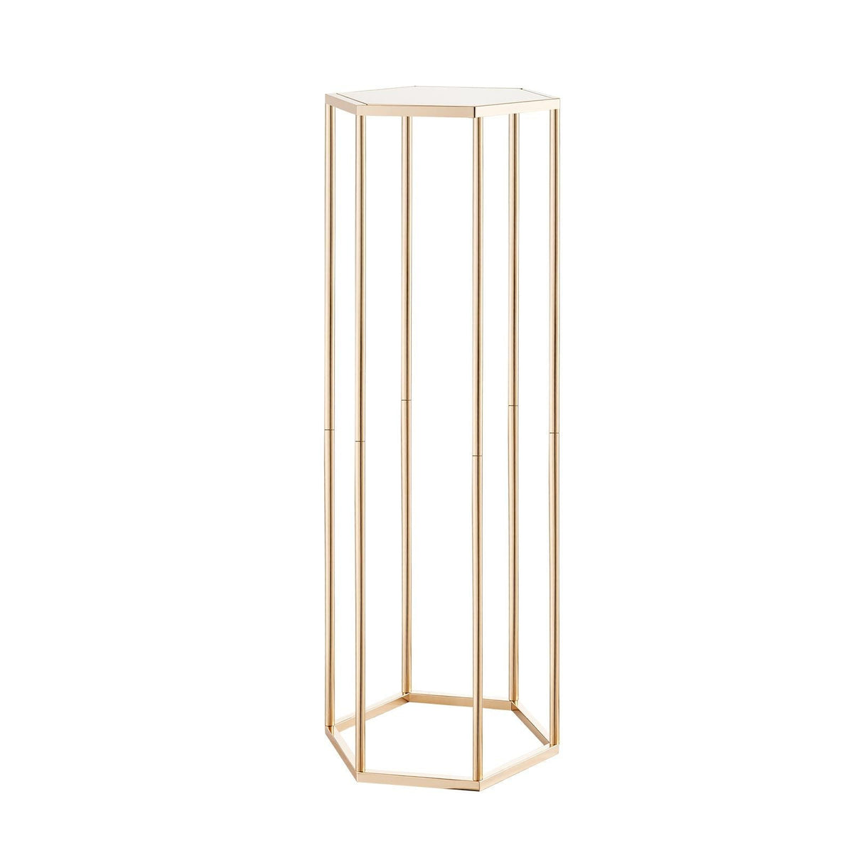 Wedding Flower Stand, 10PCS 31.5-inch Column Flower Stand, Floral Stands with Acrylic Laminate, Hexagonal Cubic Floral Display Rack for Wedding, Party, Birthday, Home, Gold Centerpiece Stands