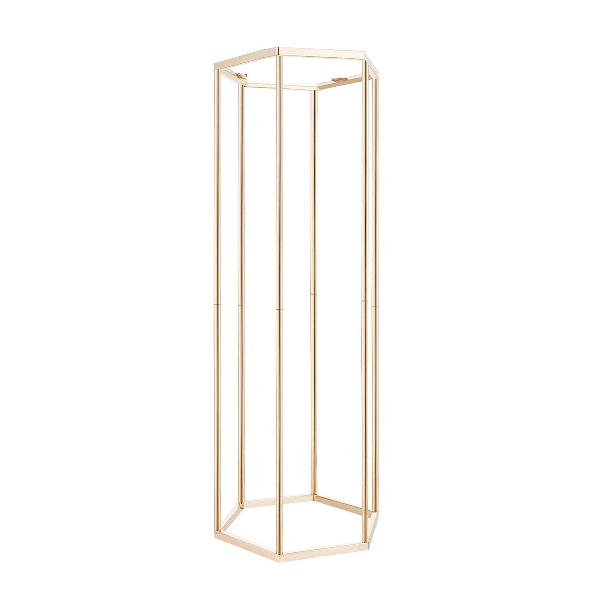Wedding Flower Stand, 10PCS 31.5-inch Column Flower Stand, Floral Stands with Acrylic Laminate, Hexagonal Cubic Floral Display Rack for Wedding, Party, Birthday, Home, Gold Centerpiece Stands