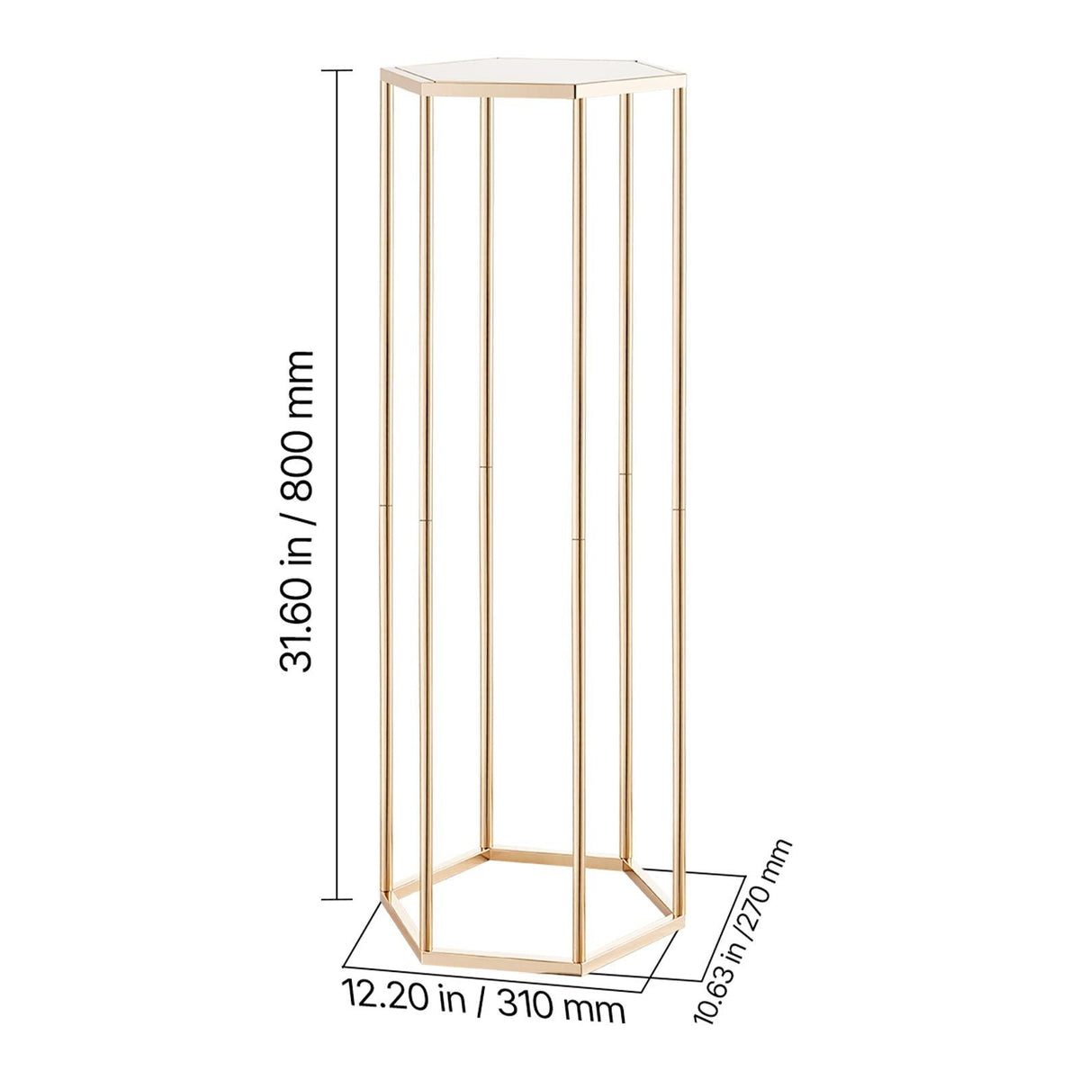 Wedding Flower Stand, 10PCS 31.5-inch Column Flower Stand, Floral Stands with Acrylic Laminate, Hexagonal Cubic Floral Display Rack for Wedding, Party, Birthday, Home, Gold Centerpiece Stands