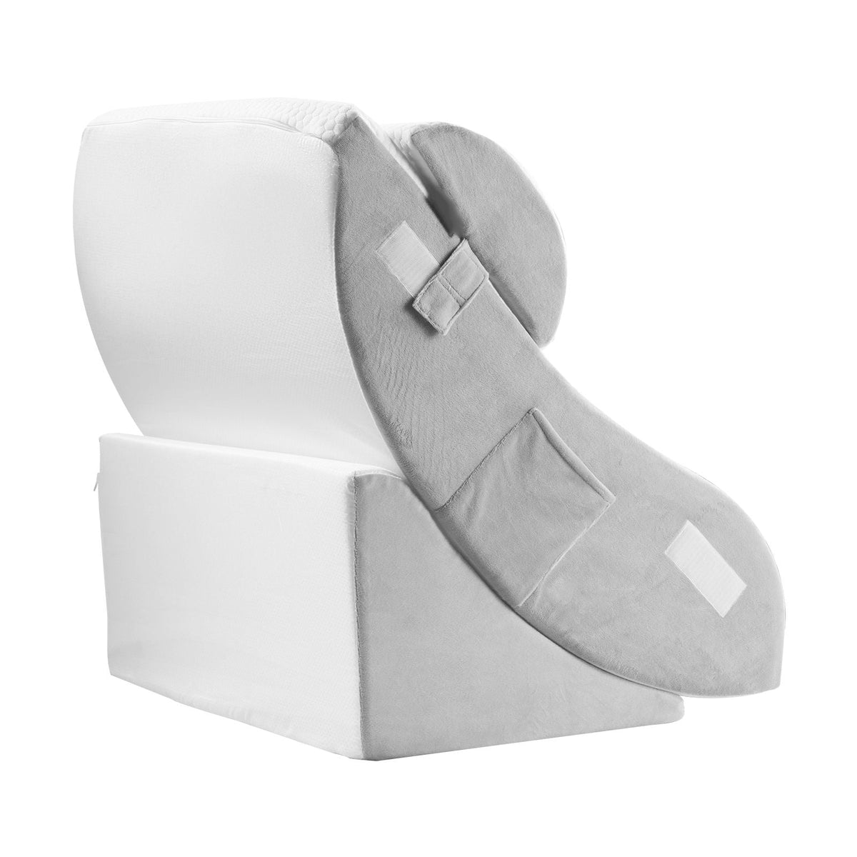 Wedge Pillow for Sleeping, 4 Pcs Adjustable Orthopedic Bed Wedge Set, Support Leg Neck Shoulder, Post Surgery Pillow for Back Pain, Acid Reflux, Snoring Relief, Sitting up in Bed, White/Grey