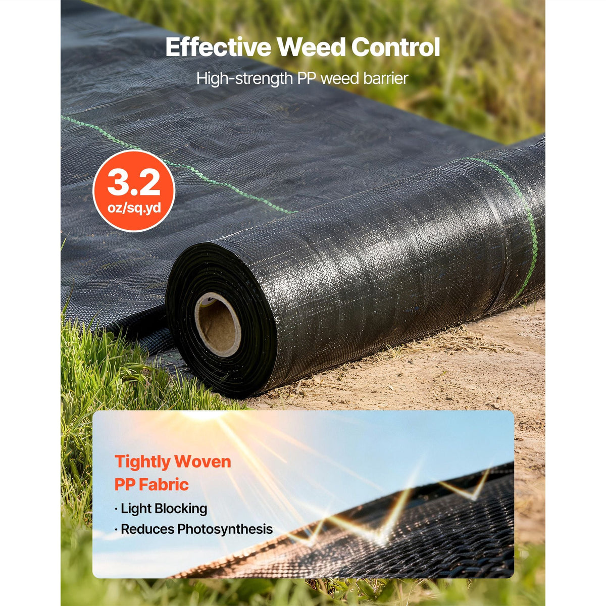 Weed Barrier Fabric Heavy Duty, 1.4x50FT 3.2oz Landscape Fabric, Woven Weed Blocker Fabrics, Garden Fabrics Weeds Barrier, Weeds Control Ground Cover, Geotextile Webbing, Gardening Mat, Black