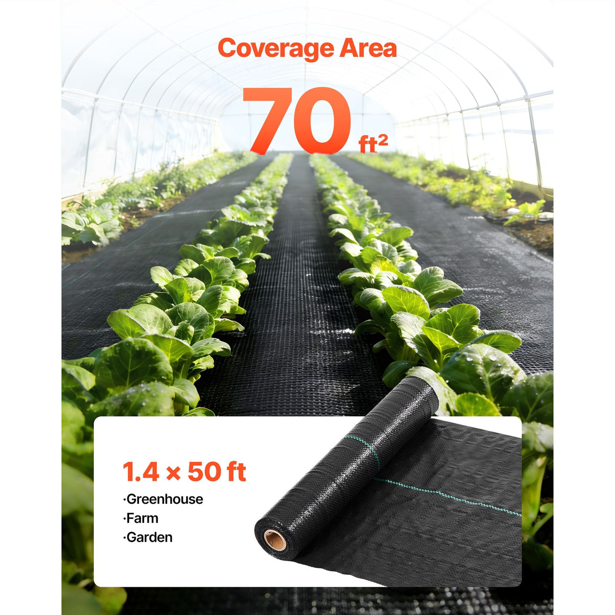 Weed Barrier Fabric Heavy Duty, 1.4x50FT 3.2oz Landscape Fabric, Woven Weed Blocker Fabrics, Garden Fabrics Weeds Barrier, Weeds Control Ground Cover, Geotextile Webbing, Gardening Mat, Black