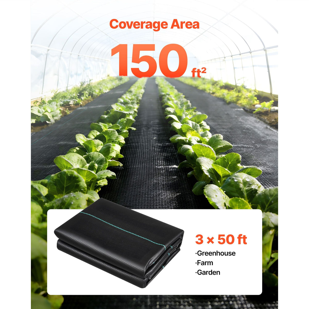 Weed Barrier Fabric Heavy Duty, 2 Packs 3x50FT 3.2oz Weed Blocker Fabric, Woven Landscape Fabrics, Garden Fabrics Weeds Barrier, Weeds Control Ground Cover, Geotextile Webbing, Black