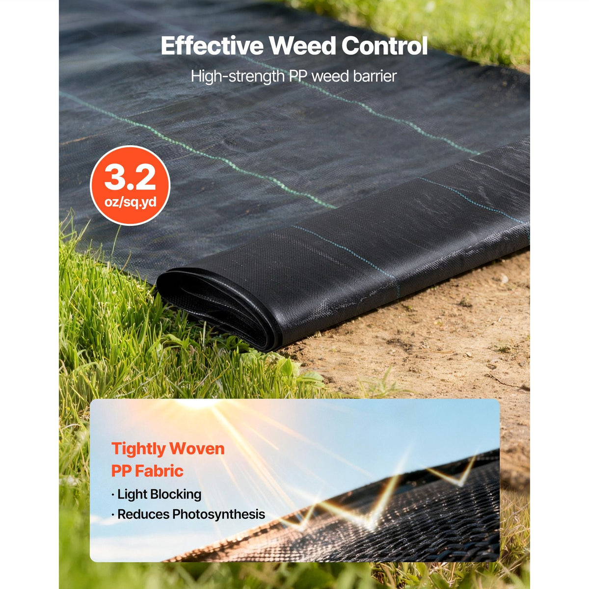 Weed Barrier Fabric Heavy Duty, 2 Packs 4x50FT 3.2oz Weed Blocker Fabric, Woven Landscape Fabrics, Garden Fabrics Weeds Barrier, Weeds Control Ground Cover, Geotextile Webbing, Black