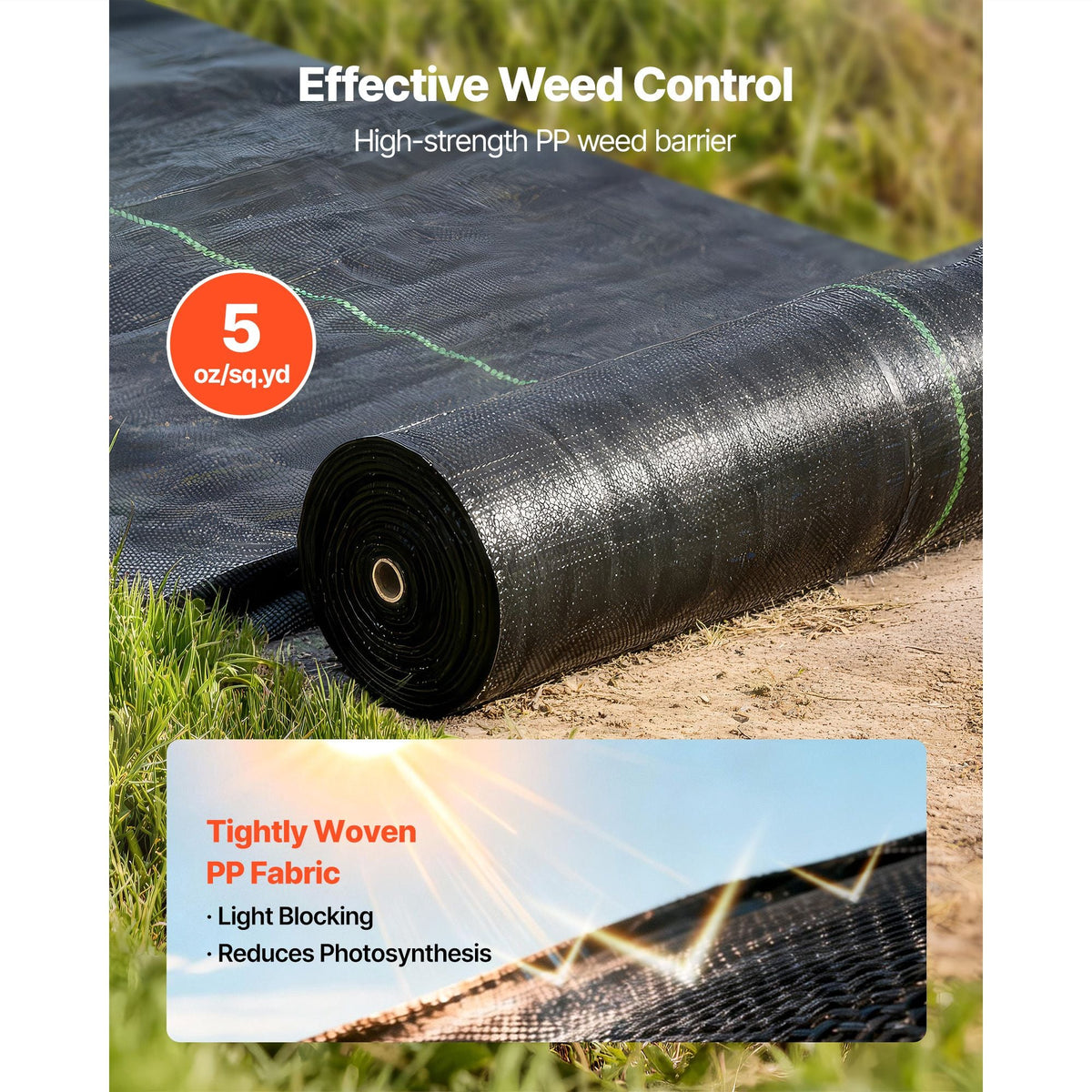 Weed Barrier Fabric Heavy Duty, 3x100FT 5oz Landscape Fabric, Woven Weed Blocker Fabrics, Garden Fabrics Weeds Barrier, Weeds Control Ground Cover, Geotextile Webbing, Gardening Mat, Black