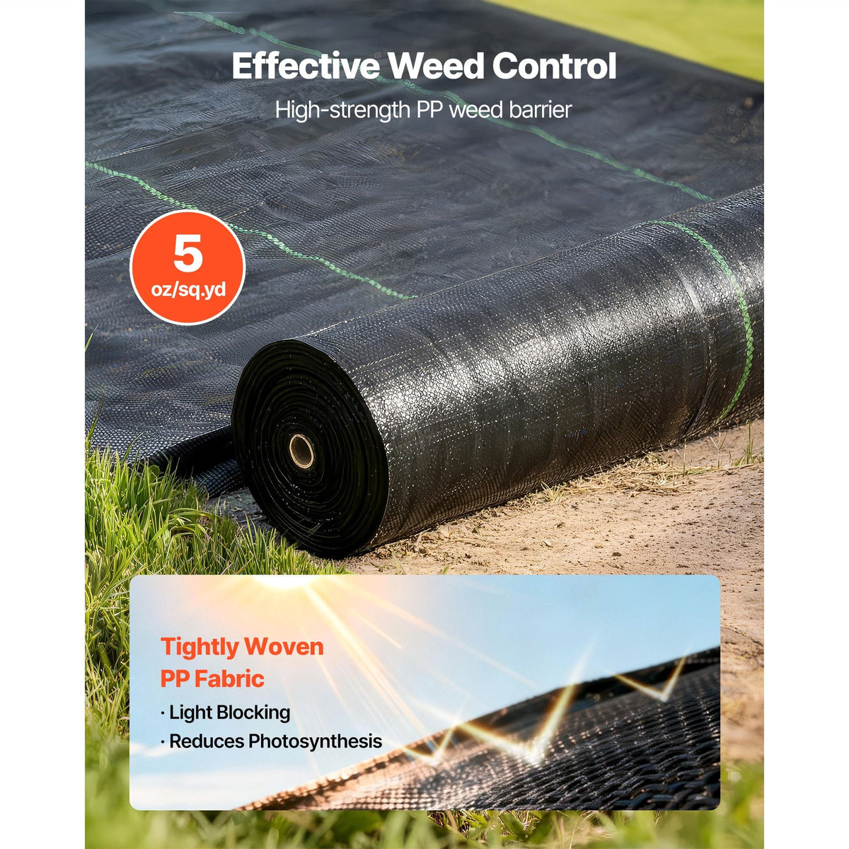 Weed Barrier Fabric Heavy Duty, 6x250FT 5oz Landscape Fabric, Woven Weed Blocker Fabrics, Garden Fabrics Weeds Barrier, Weeds Control Ground Cover, Geotextile Webbing, Gardening Mat, Black