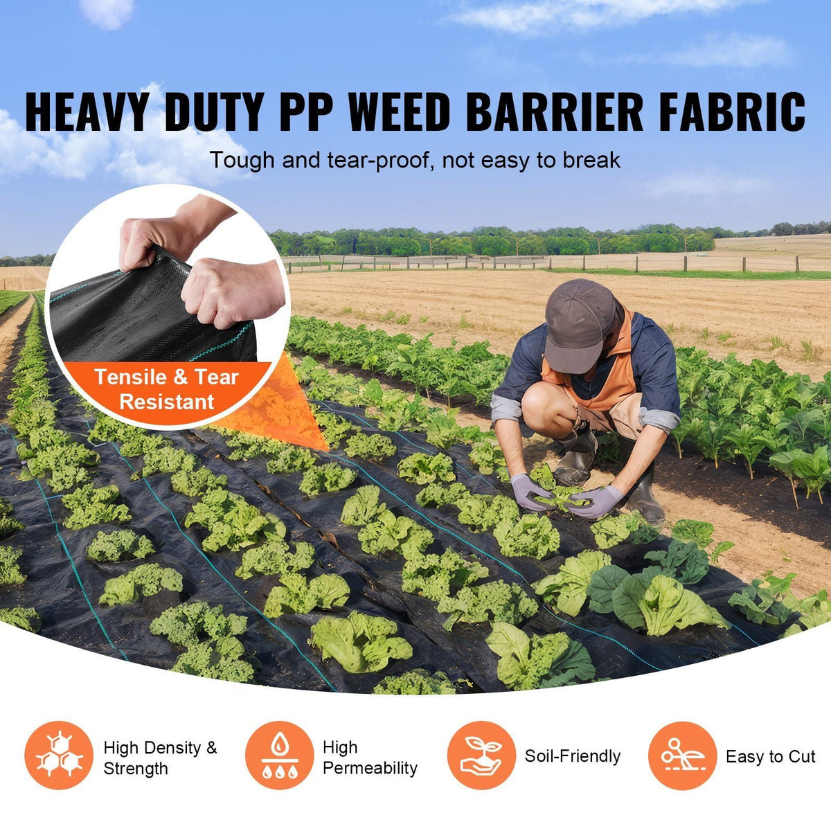 Weed Barrier Landscape Fabric, 4*100FT Heavy Duty Garden Weed Fabric, Woven PP Weed Control Fabric, Driveway Fabric, Geotextile Fabric for Landscaping, Ground Cover, Weed Blocker Weed Mat, Black