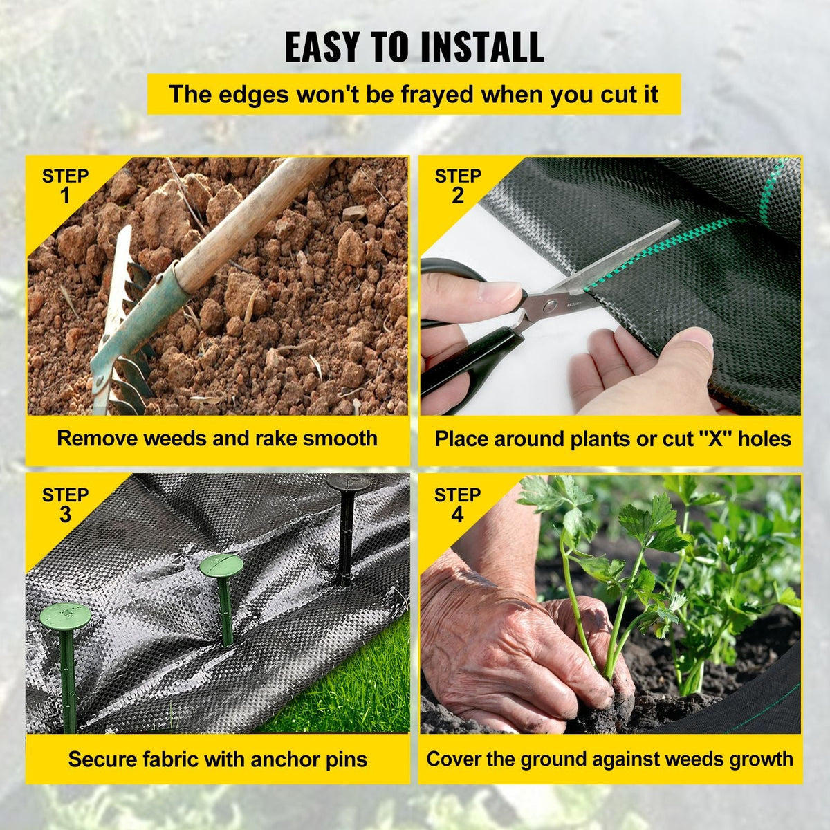 Weed Control Fabric 6ft x 300ft - Geo Textile Fabric Heavy Duty - Woven Ground Cover for Commercial Greenhouse, Yard, Garden Barrier Cloth Blocker Mat