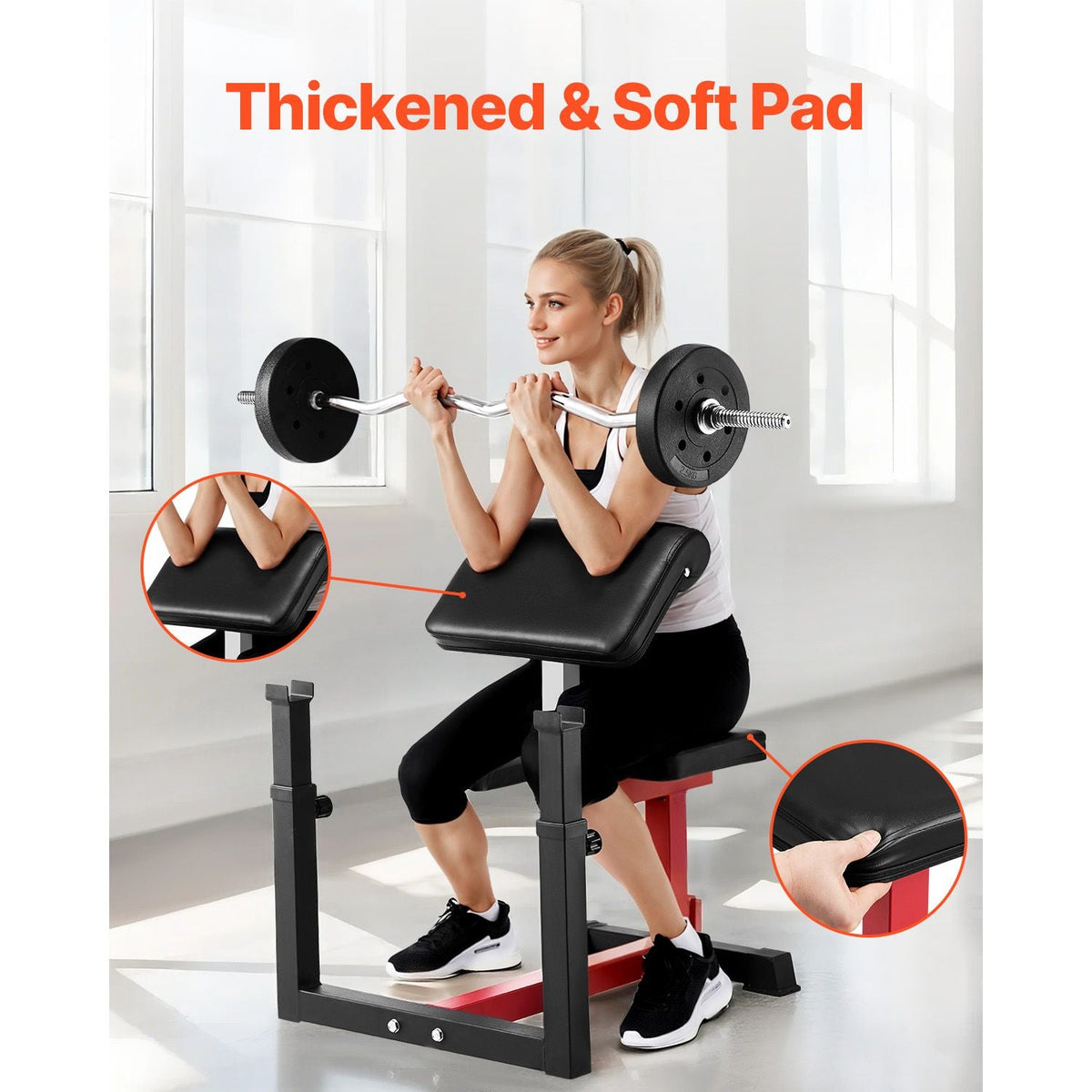 Weight Bench with Leg Extension, Strength Training Benches, Max load 440 LBS Home Gym Bench Fitness Equipment, Seated Arm Isolated Barbell Dumbbell Bicep Station, Workout Bench for Home Gym