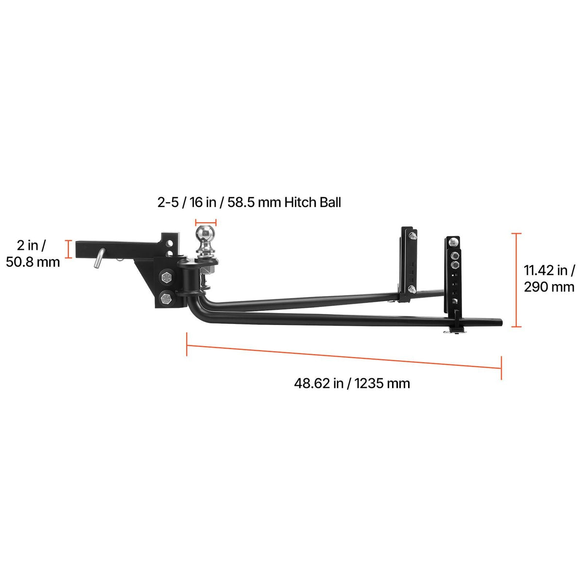 Weight Distribution Hitch, 12000 lbs Max Towing & 1200 lbs Max Tongue, Weight Distributing Hitches Kit with Sway Control Includes 2 in Shank & 2-5/16 in Ball, Load Leveling Hitch for Trailers