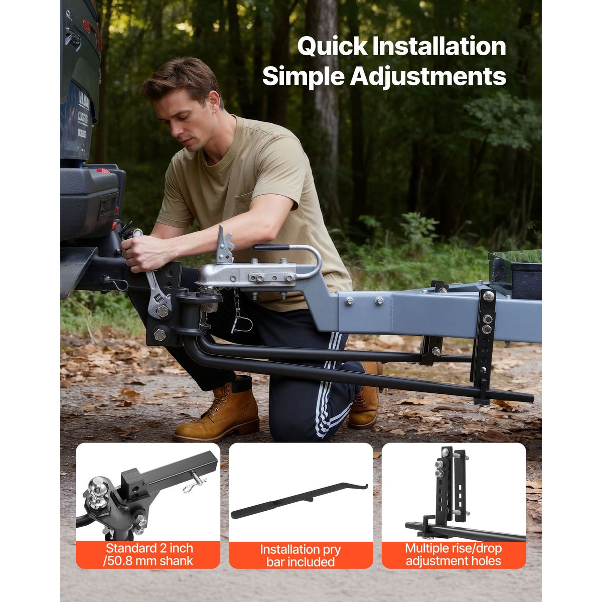 Weight Distribution Hitch, 6000 lbs Max Towing & 600 lbs Max Tongue, Weight Distributing Hitches Kit with Sway Control Includes 2 in Shank & 2-5/16 in Ball, Load Leveling Hitch for Trailers