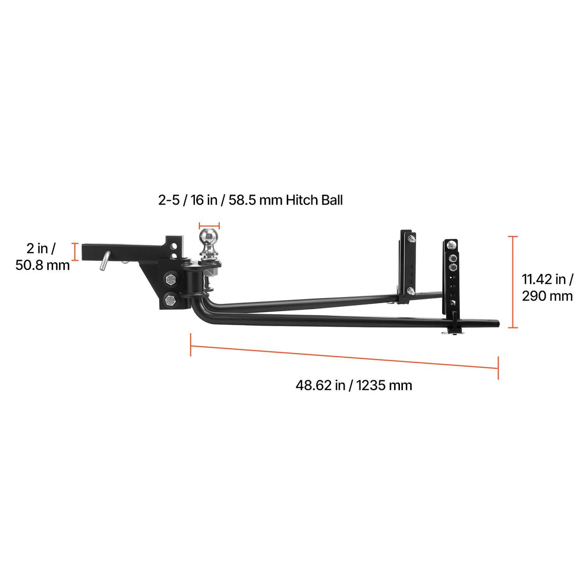 Weight Distribution Hitch, 6000 lbs Max Towing & 600 lbs Max Tongue, Weight Distributing Hitches Kit with Sway Control Includes 2 in Shank & 2-5/16 in Ball, Load Leveling Hitch for Trailers