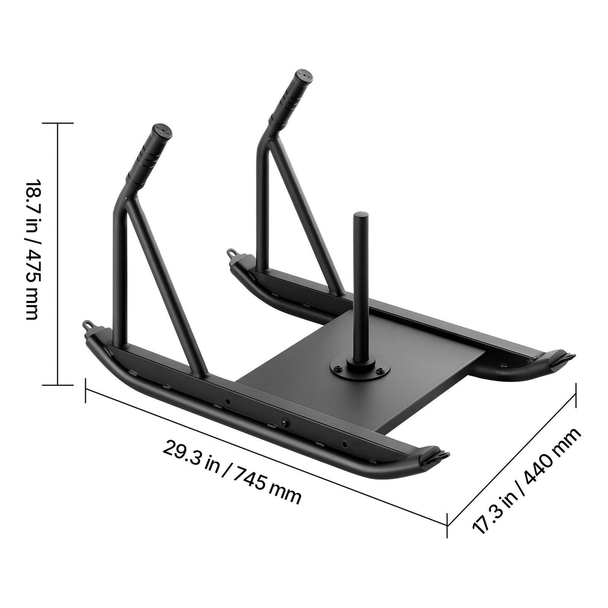 Weight Sled, Steel Power Sled, Fitness Strength Training Sleds for Athletic Exercise Speed Improvement, Workout Fitness Equipment with Handle, Compatible with 1/2 in Weight Plates, Black