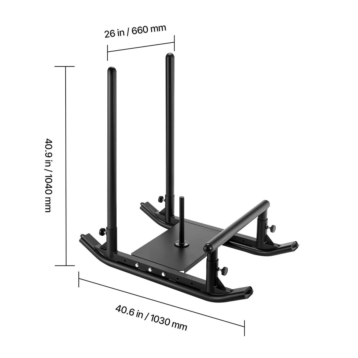 Weight Sled, Steel Power Sled, Fitness Strength Training Sleds for Athletic Exercise Speed Improvement, Workout Fitness Equipment with Handle, Compatible with 1/2 in Weight Plates, Black